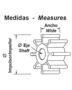 Impeller till Jabsco-pumpen Byter OEM: 6303-0001