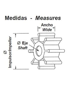 Impeller till Jabsco-pumpen Byter OEM: 11979-0001