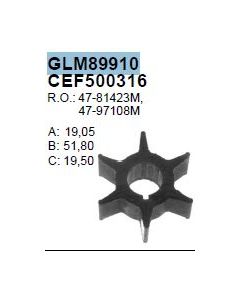 Impeller Yamaha och till och med 4T 40/50/60 DORADO XS-R EFI (4T) 60F, F60A / C FT60B / D, 70B-&#39;03 F40A / C, 40V / F / Y, F45A, 50G / H 55B, PRO50, F50A / B / F, FT50B / C / G