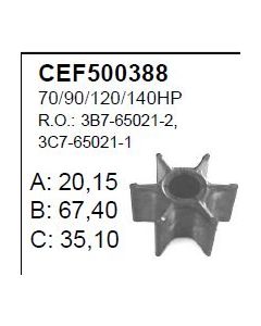 Impeller Tohatsu 2T 115/120 / 140hk 2T 60/70 / 90hp 2T Ersätter OEM: 3B7-65021-2, 3C7-65021-1