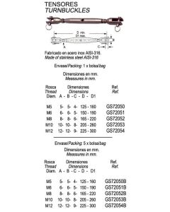 RIGGING SCREW AISI-316 5mm (Pack 5)